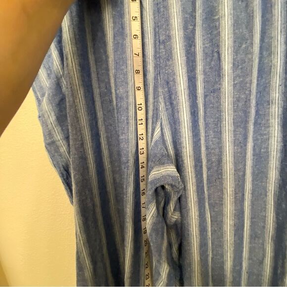 OLD NAVY high waist Linen coastal blue Stripe Wide Leg pull on plus pants XXL - Picture 6 of 11